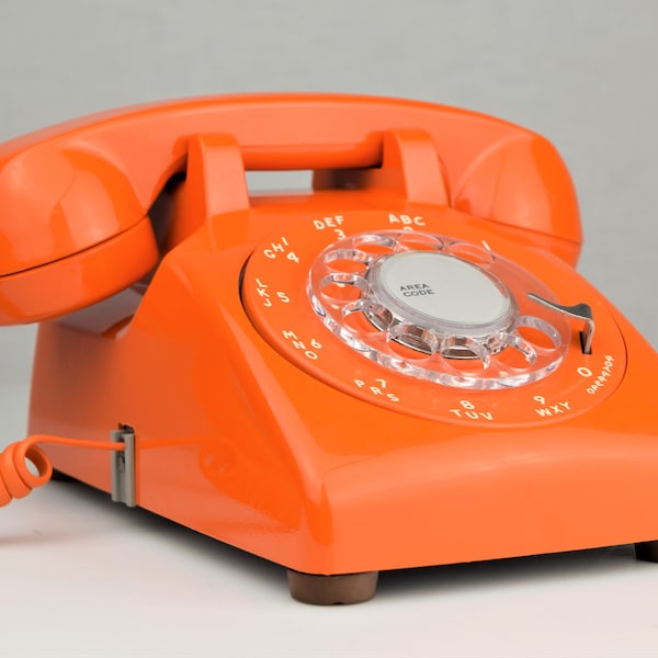 Meticulously Restored & Working - Vintage Antique Rotary Telephone- Model 500 Orange