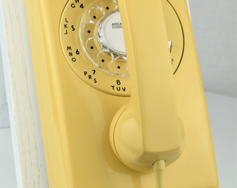 Meticulously Restored & Working - Vintage Antique Rotary 554 Wall Telephone - Harvest Gold