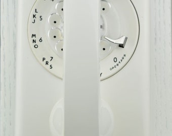 Meticulously Restored & Working - Vintage Antique Rotary 554 Wall Telephone - White