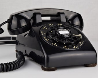 Meticulously Restored & Working - Vintage Antique Rotary Telephone- Model 500 Black - 50's Style