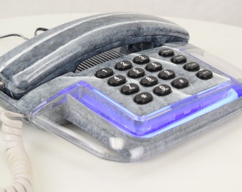 Alana Neon Glow Telephone -Gray/Clear with Purple light