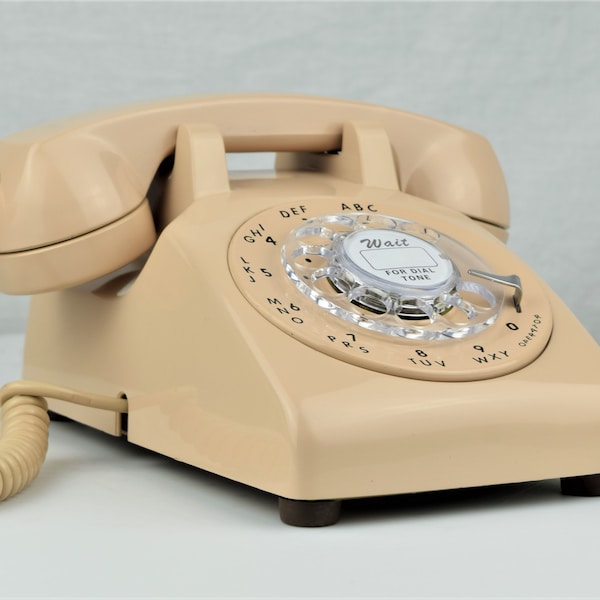 Meticulously Restored & Working - Vintage Antique Rotary Telephone- Model 500 Beige