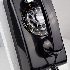 Meticulously Restored & Working Vintage Antique Rotary 554 Wall Telephone Black image 1