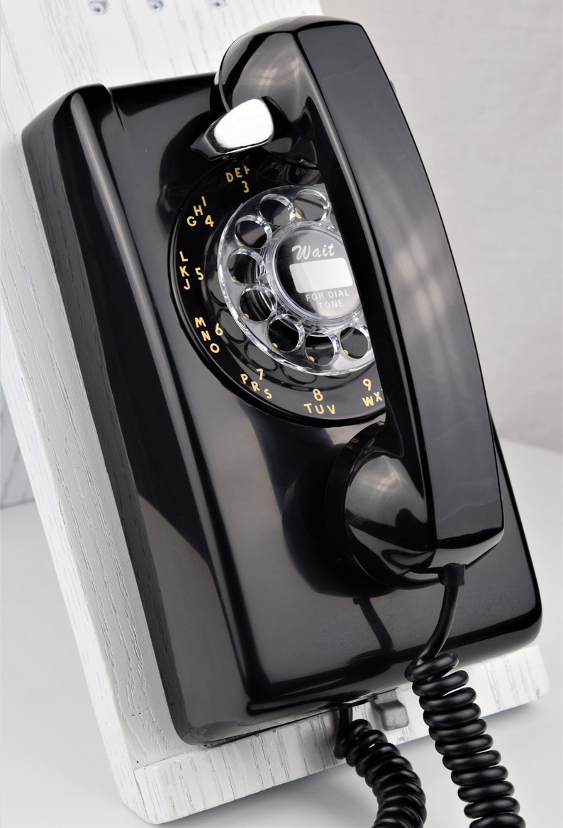 Meticulously Restored & Working Vintage Antique Rotary 554 Wall Telephone Black image 1