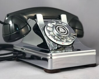 Original Antique Rotary Western Electric Model 302 Telephone - Chrome Plated