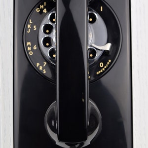 Meticulously Restored & Working Vintage Antique Rotary 554 Wall Telephone Black image 2