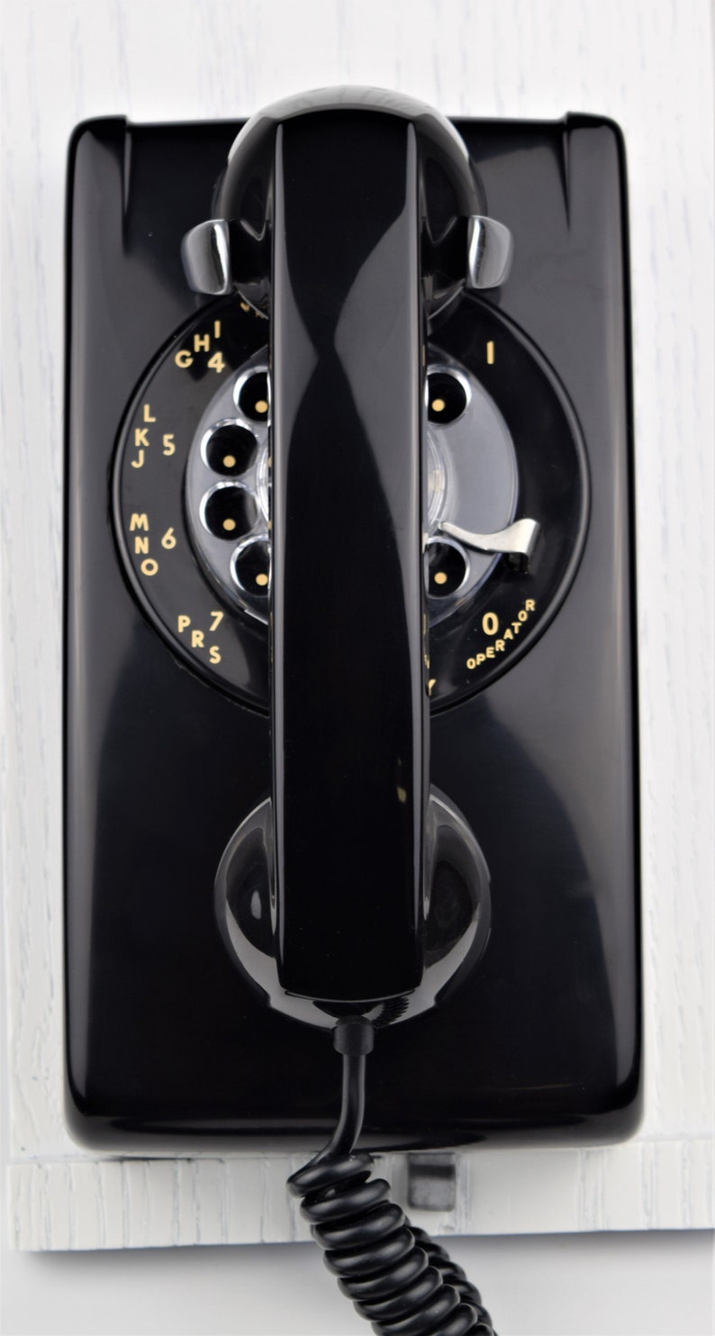 Meticulously Restored & Working Vintage Antique Rotary 554 Wall Telephone Black image 2