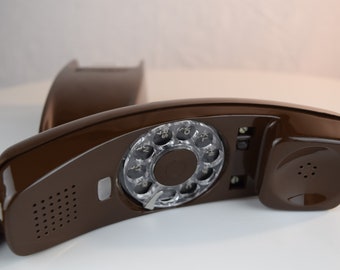 Meticulously Restored & Working - Vintage Trimline Rotary Wall Telephone - Brown