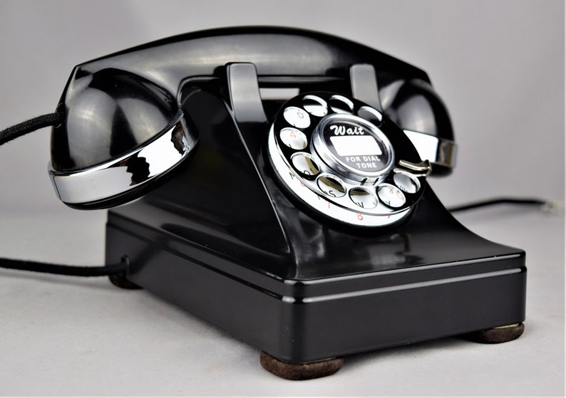 Original Antique Rotary Western Electric Model 302 Telephone Chrome Trim image 1