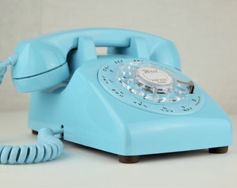 Meticulously Restored & Working - Vintage Antique Rotary Telephone- Model 500 - Aqua Blue