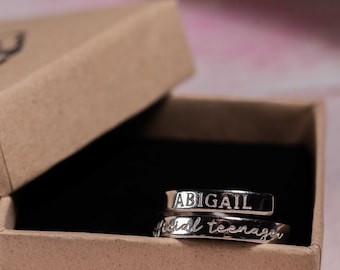 13th Birthday official teenager sterling silver wrap ring around adjustable girls gift present personalised daughter niece 13 jewellery