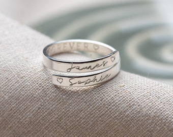 Forever Custom Name Sterling Silver dainty adjustable wrap ring personalised Valentine’s Day girlfriend  present birthday gift jewellery