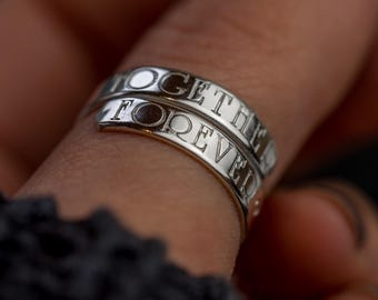 TOGETHER FOREVER adjustable wrap ring personalised girlfriend gift present birthday valentines Day jewellery 925 anniversary