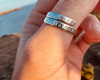 My Chemical Romance Awake and unafraid sterling silver adjustable ring MCR custom personalised