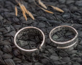 SOULMATES adjustable sterling silver wrap ring SET girlfriend boyfriend gift present birthday valentines Day anniversary partner set couples