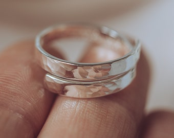 Personalised Sterling Silver adjustable wrap ring secret message mum best friend  gift present christmas birthday jewellery hammered