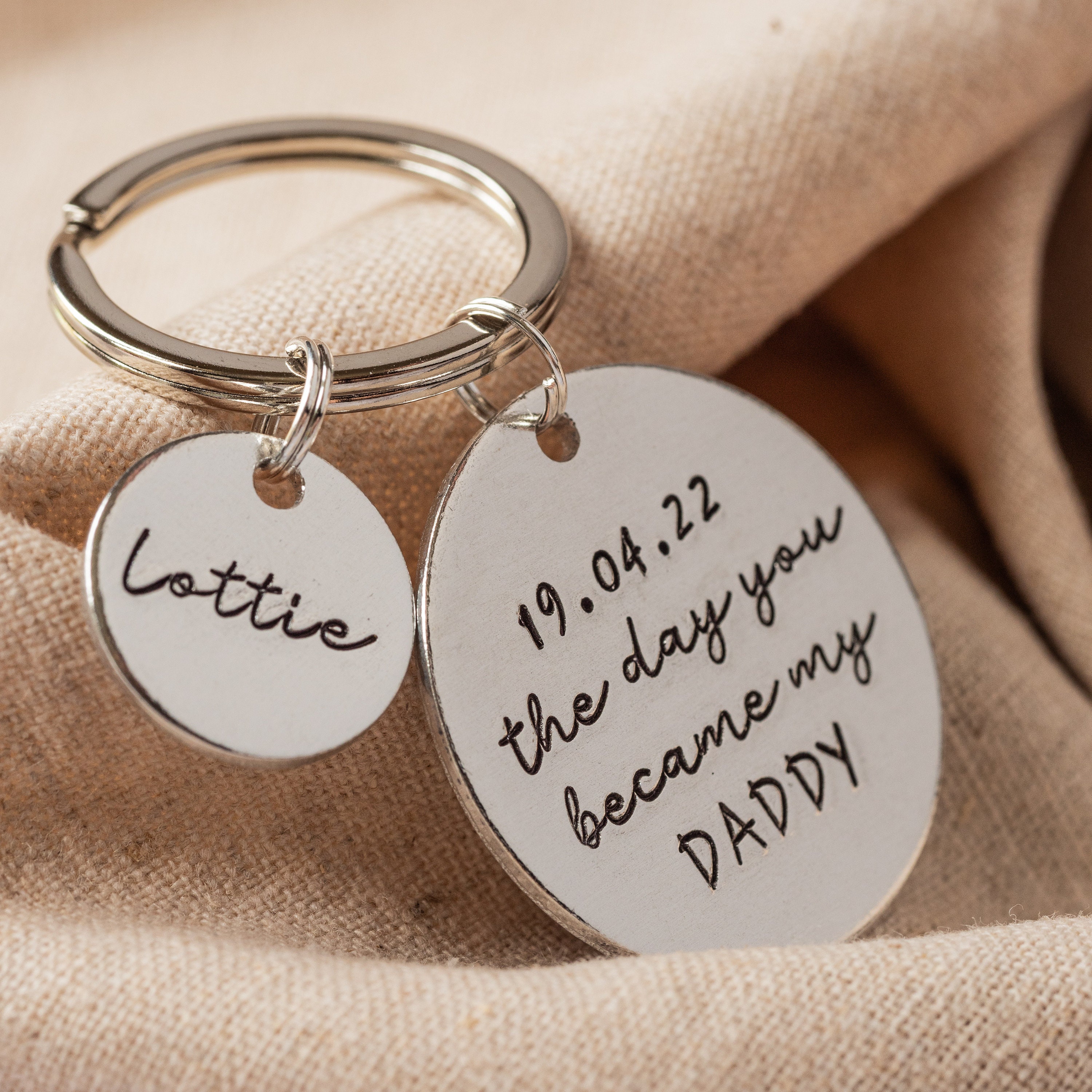 The Day You Became My Daddy Personalised Keyring Hand Stamped Etsy