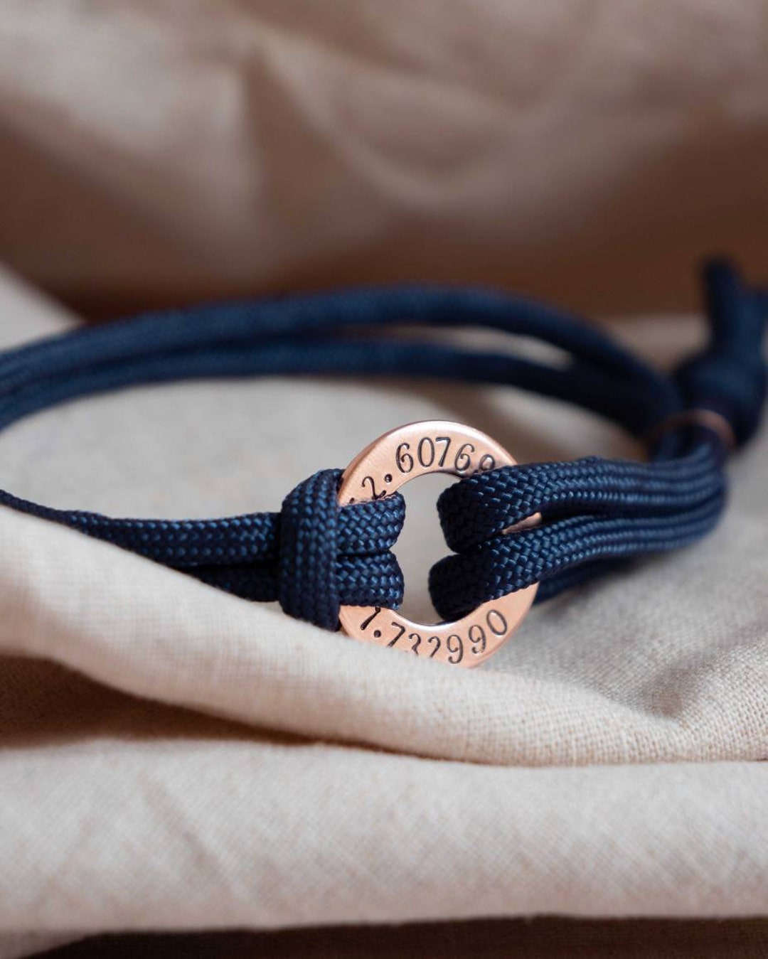 Copper Washer Navy Paracord Bracelet Coorinates Valentines Day - Etsy