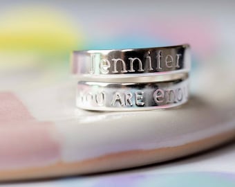 You are enough Sterling Silver adjustable wrap around ring hand stamped for her friend gift selfcare positive affirmations encouragement