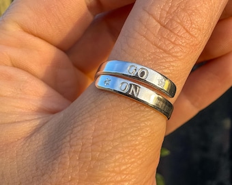 Go On  .925 Sterling Silver adjustable ring hand stamped womens gift selfcare positive  thumb you’ve got this motivational