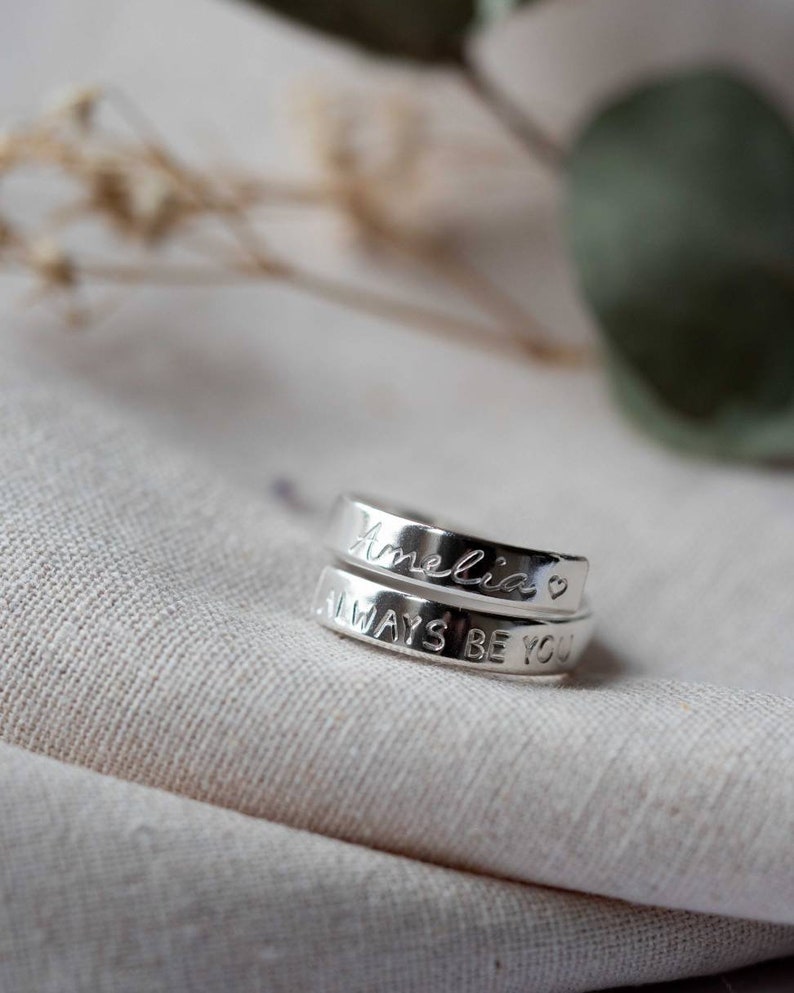 Always be you Sterling Silver adjustable wrap around ring hand stamped ladies womens gift positive affirmation encouragement daughter image 1