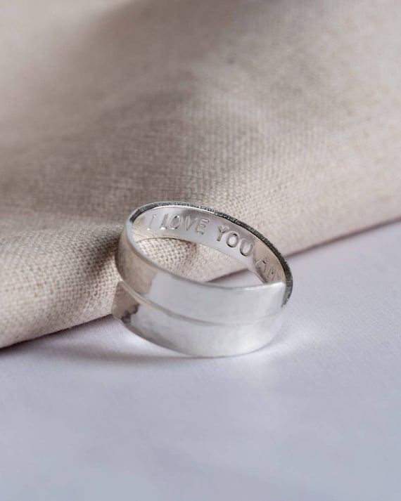 Sterling Silver Secret Message Adjustable Wrap Ring Personalised