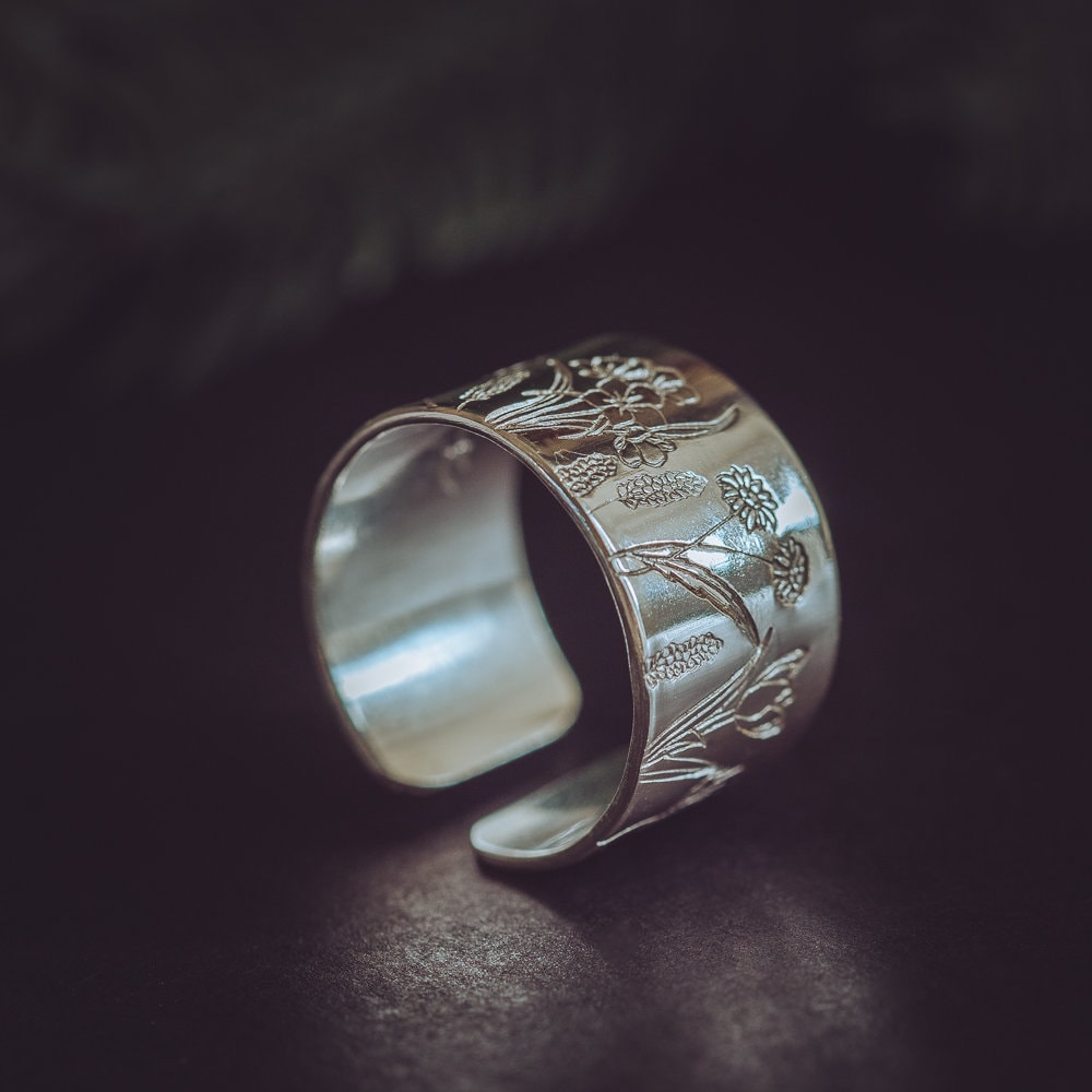 Sunflower Ring For Women – Vintage Wildflowers Band, Inspirational “You Belong Among The Wildflowers” Jewelry