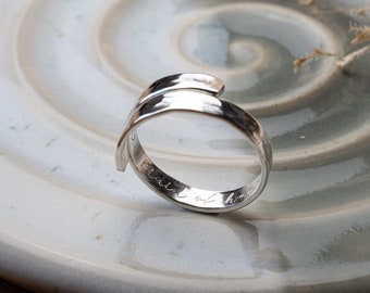 Maid of honour Personalised Sterling Silver adjustable wrap ring secret message gift present jewellery hammered wedding bridal party