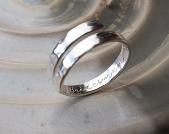 Bridesmaid Personalised Sterling Silver adjustable wrap ring secret message gift present jewellery hammered wedding bridal party jewellery
