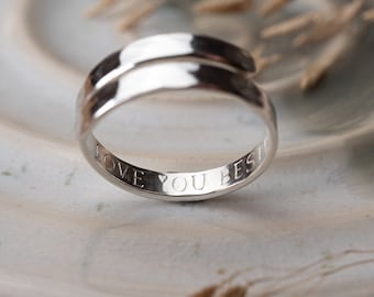 Bestie Sterling Silver adjustable wrap ring secret message mum best friend girlfriend gift present birthday jewellery hammered love you