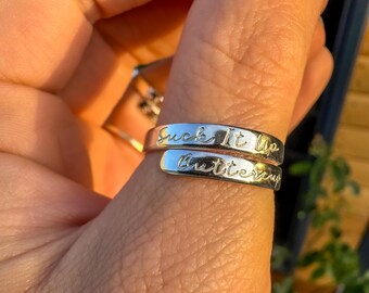 Suck it up buttercup  .925 Sterling Silver adjustable ring hand stamped womens gift selfcare positive thumb you’ve got this motivational