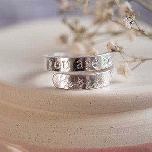 You are so loved Sterling Silver adjustable wrap ring daughter hand stamped girlfriend ladies womens gift Mothers day birthday mum