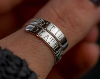 TIL DEATH adjustable wrap ring personalised girlfriend gift present birthday valentines Day jewellery 925 anniversary tatto style rose
