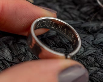 SOULMATES Men’s personalised sterling silver adjustable ring Valentine’s Day birthday gift anniversary for him partner