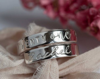 21st Birthday sterling silver wrap around ring gift present personalised daughter best friend twenty one milestone jewellery 2000 for her 21