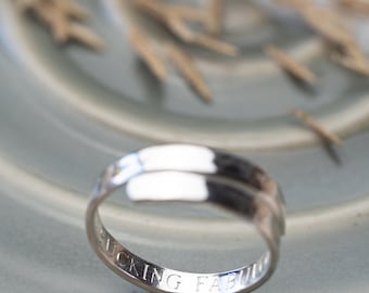 50 and fabulous Sterling Silver adjustable wrap ring secret message mum best friend girlfriend gift present birthday jewellery hammered 50th