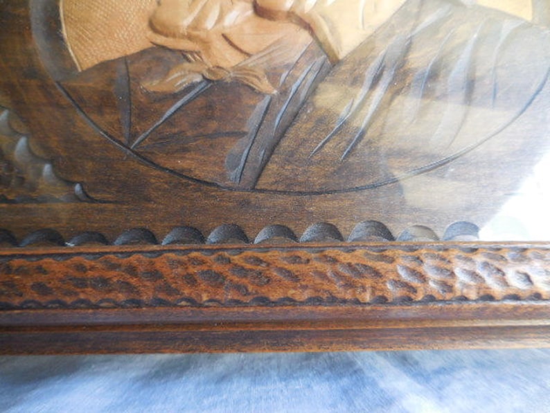 Vintage Belgian carved wooded tray or a piece of wall art