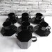 Vintage retro Arcopal black Octime set of 6 Espresso cups and saucers with cream/milk jug