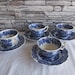 Vintage English blue and white china Booths British scenery A8024 set of 4 tea cups and saucers