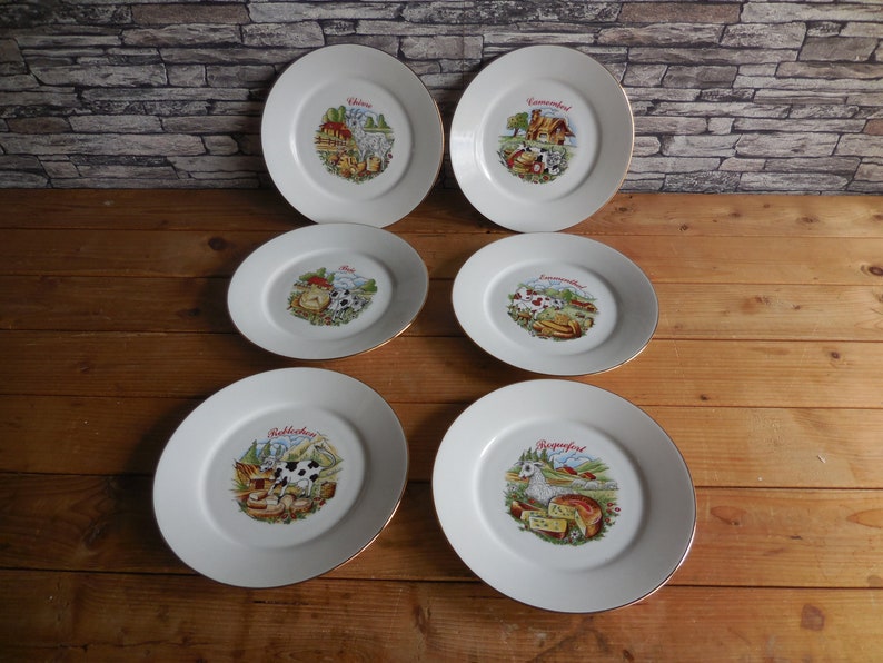 Vintage set of 6 Limoges porcelain cheese plates