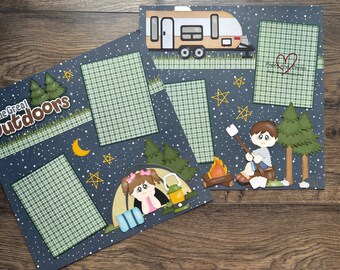 Great Outdoors Double Page Layout , finished, with premade paper piecings.   C776PF