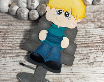 Curly Blond Haircut Boy premade layered paper piecing for scrapbooking, card making, etc. C761