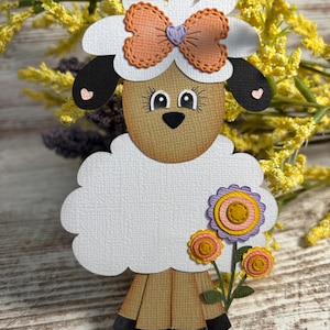 Floral Sheep  premade layered paper piecing for scrapbooking pages. 465B