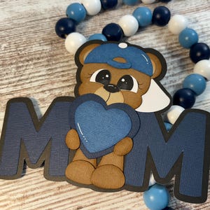 Blue Bear Mom Title  premade  layered paper piecing for scrapbooking pages. 38A