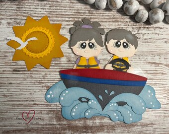 Boating Couple Set  premade layered paper piecing for scrapbooking page layouts. C766