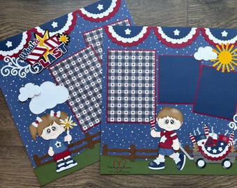 Fireworks Finished Page: Scrapbook Page with Premade Paper Piecing, Double Layout. C768PF