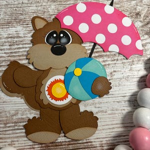 Beach Squirrel premade layered paper piecing for scrapbooking pages.  #309A