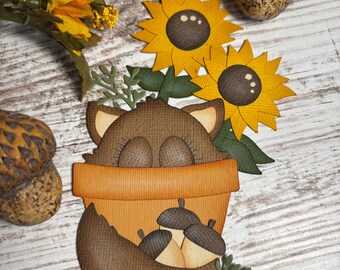 Sleeping Squirrel  premade paper piecing for scrapbook page layouts. 589B
