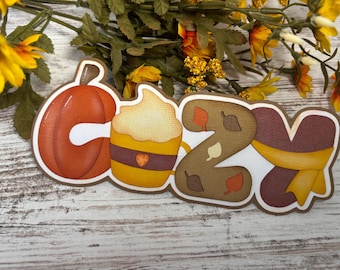 Cozy layered  Title premade paper piecing for scrapbooking pages.  592B