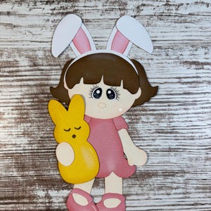 Easter Girl premade layered paper piecing for scrapbook page layouts, cards. 288B